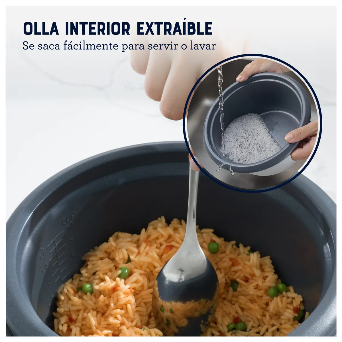 OSTER - Olla Arrocera Oster 1.8L 3 en 1 Función de Sofrito Vaporera Negro