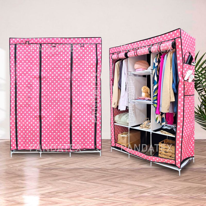 SM - ROPERO ARMABLE ORGANIZADOR DE 3 CUERPOS - ROSADO