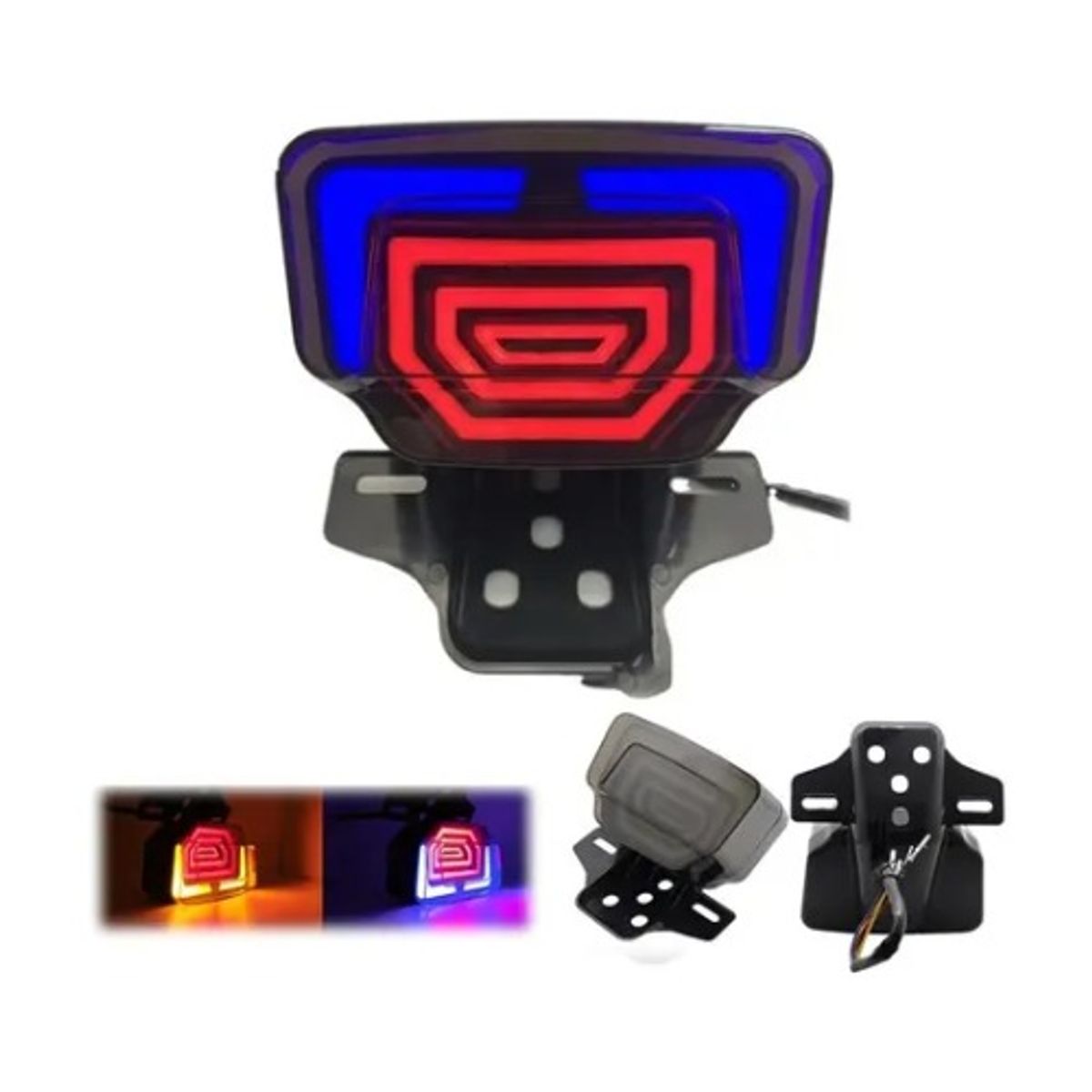 GENERICO - PORTAPLACA RECLINABLE CON LUZ ESPIRAL NEON AZUL-ROJO