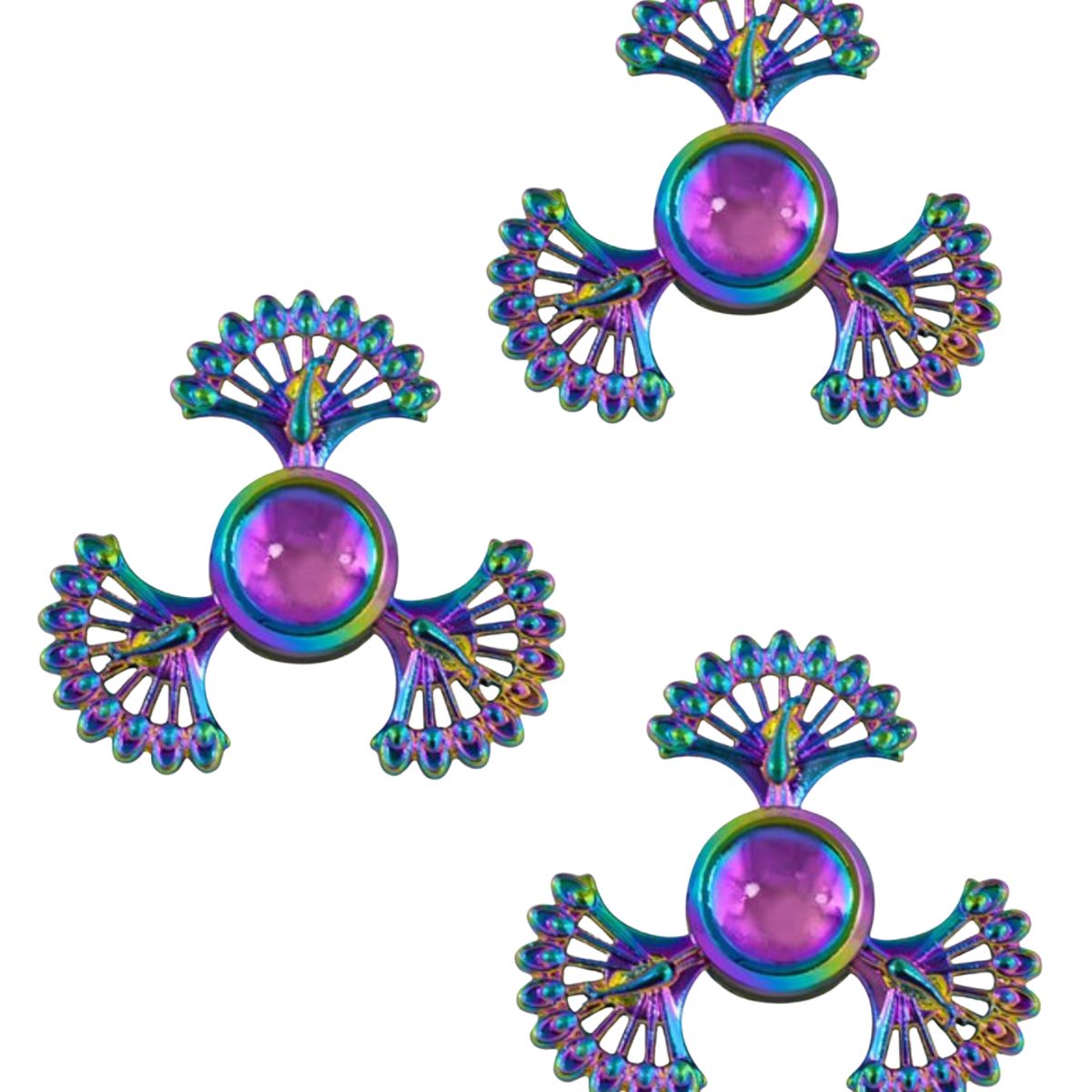 GENERICO - Spinner Anti Estrés Metal Tornasol Pavo Real Triple