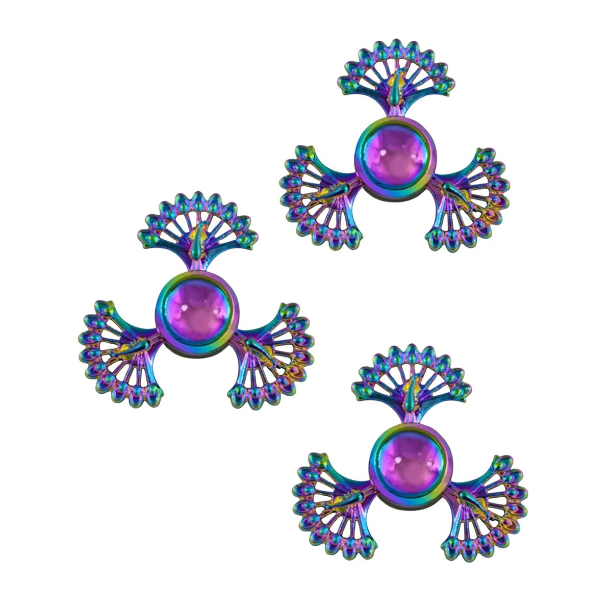 GENERICO - Spinner Anti Estrés Metal Tornasol Pavo Real Triple