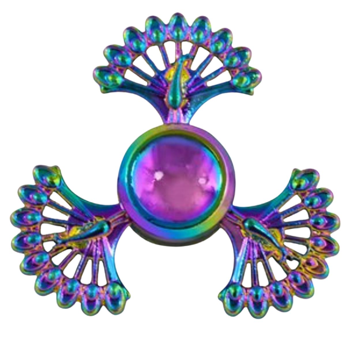 GENERICO - Spinner Anti Estrés Metal Tornasol Pavo Real Triple