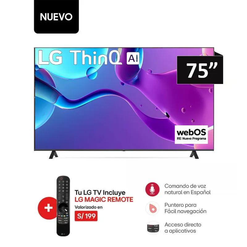 LG - Televisor LG 75 Smart TV UHD 4K 75UT8050PSB + MAGIC