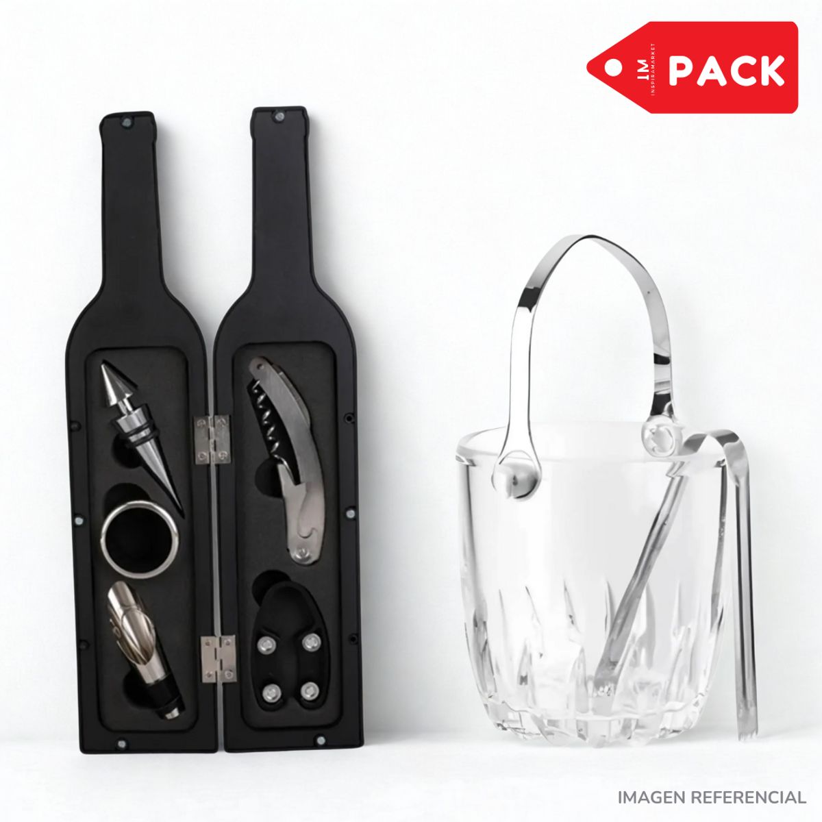 INSPIRA MARKET - Pack Saca Corcho y Hielera con Pinza Día del Padre