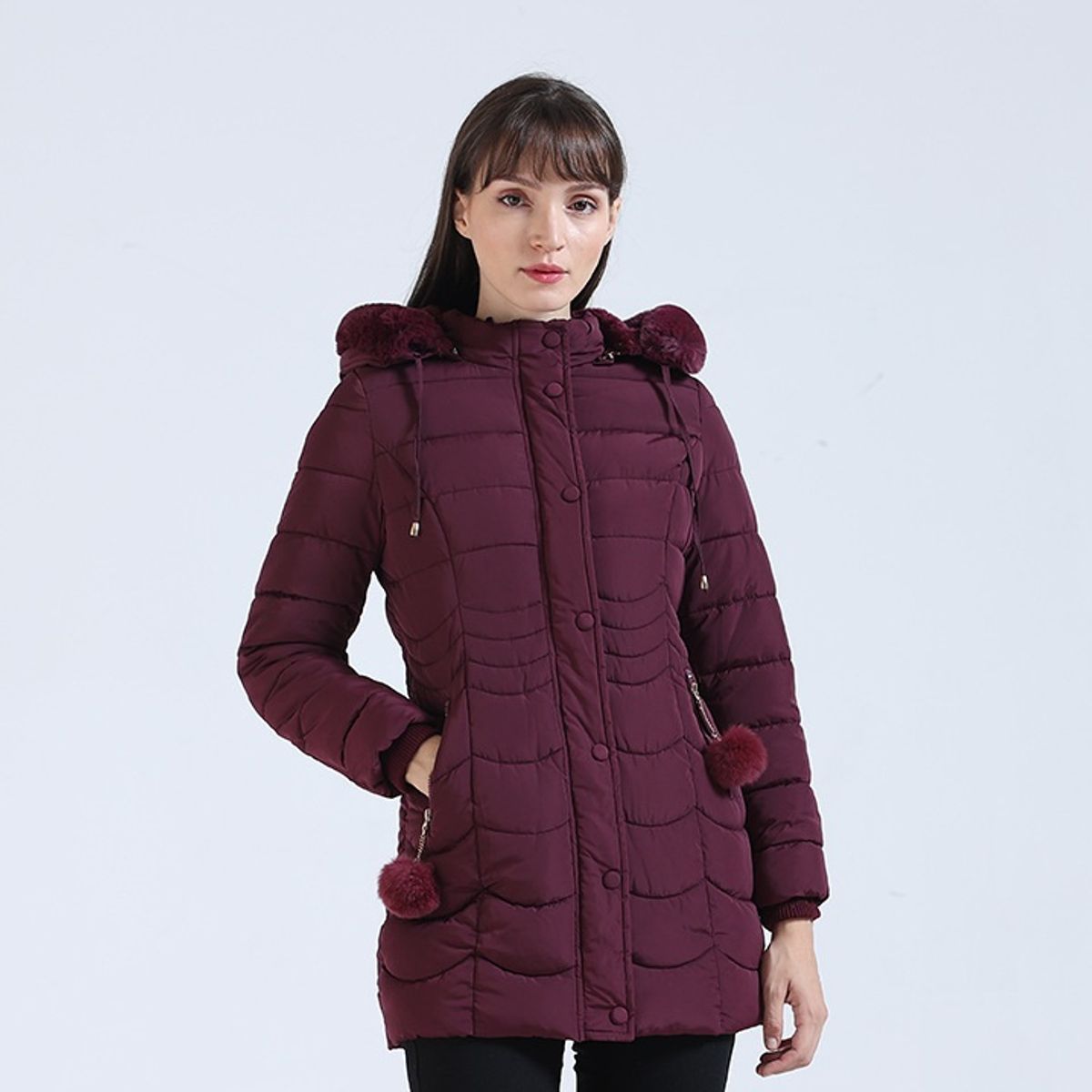 GENERICO - CASACA CASUAL MUJER VINO CON PELUCHE INTERIOR