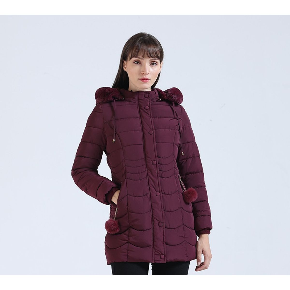 GENERICO - CASACA CASUAL MUJER VINO CON PELUCHE INTERIOR