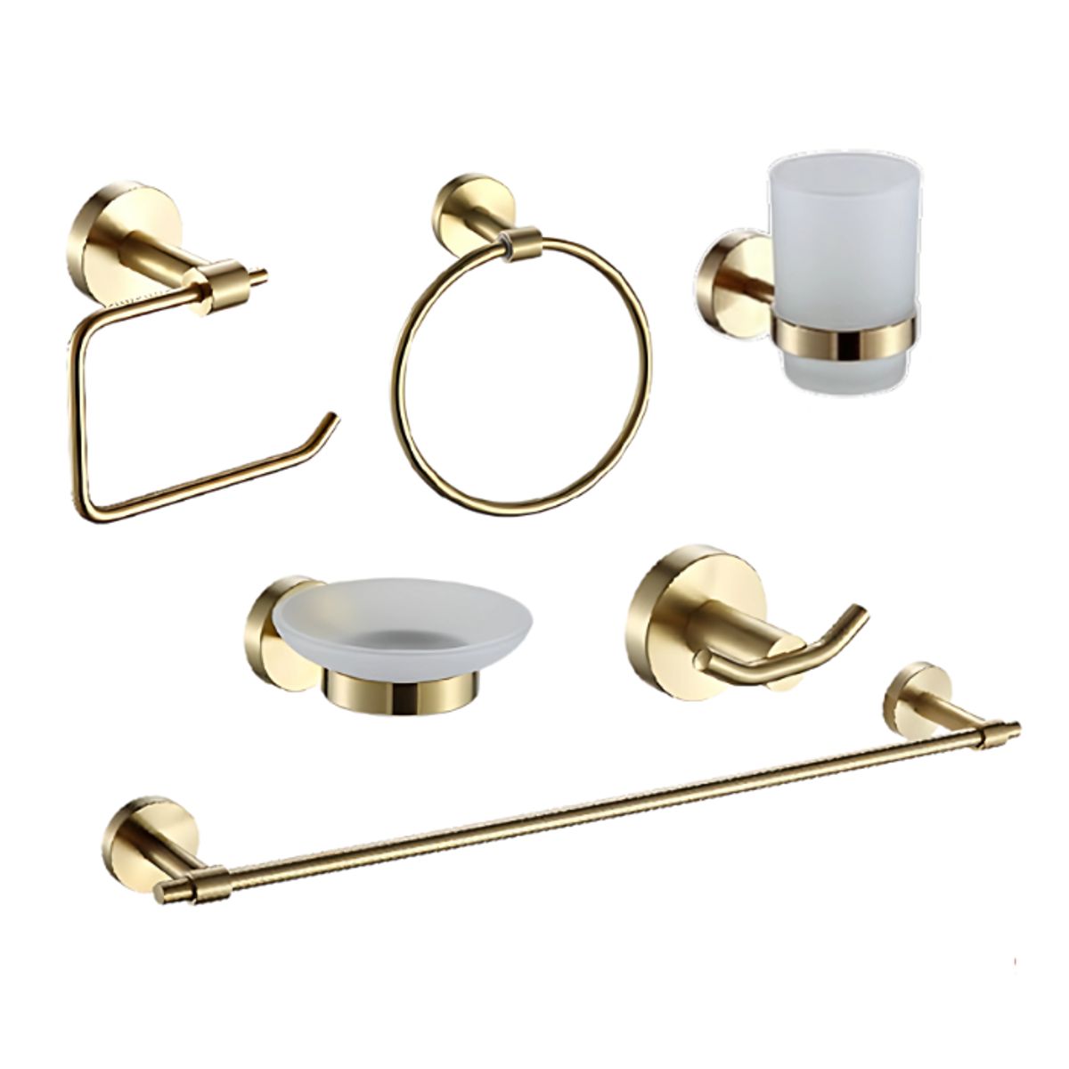 XM - SETS DE BAÑO DE 6 PIEZAS DORADO REDONDO 72207