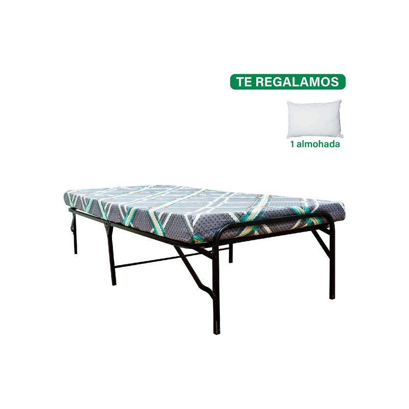 MUEBLES MACRUMO - Cama plegable 1plz con colchón 4 + almohada