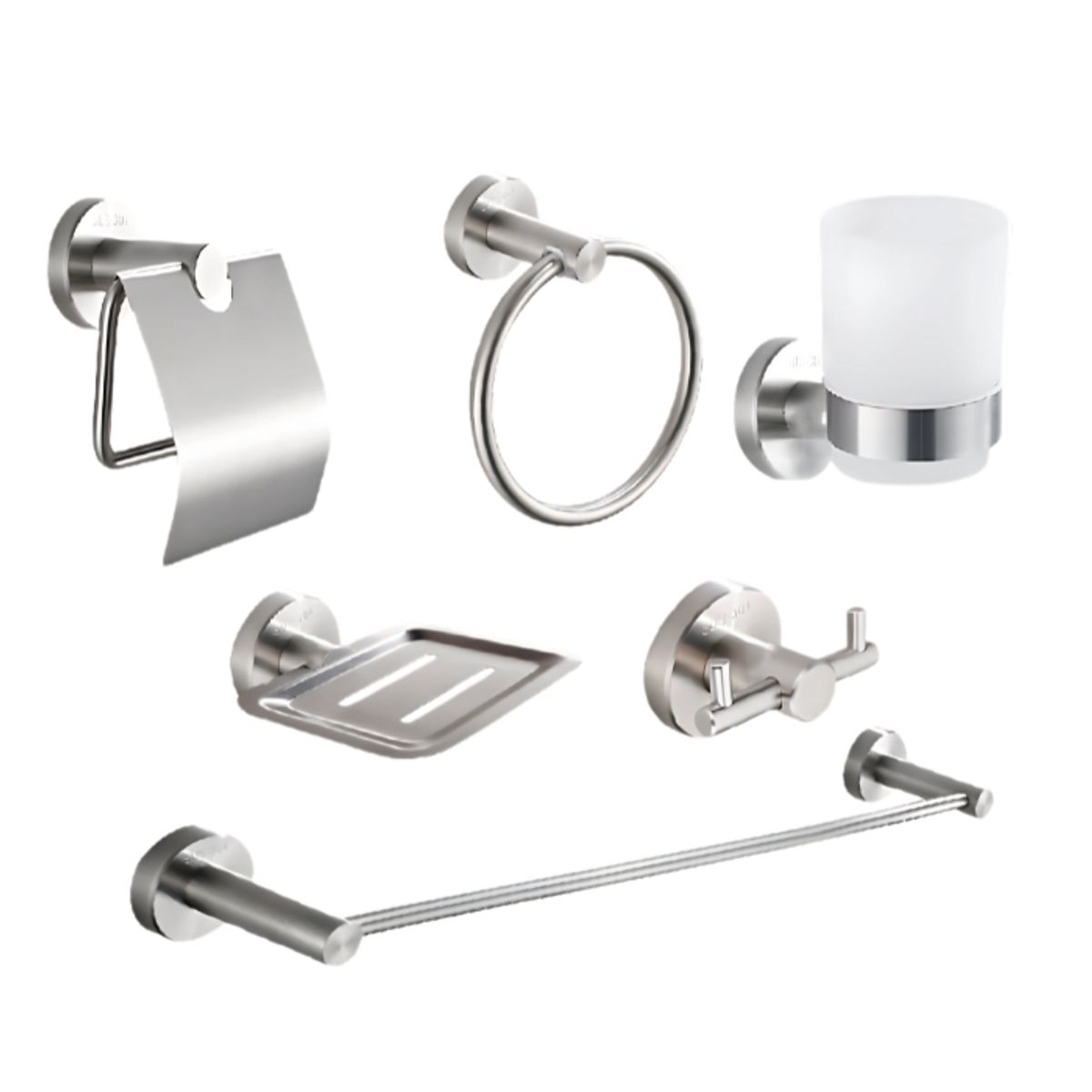 XM - SETS DE BAÑO DE 6 PIEZAS SATINADO REDONDO 71100