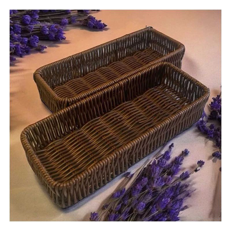 GENERICO - Pack3 Canasta de Forma Rectangular Marron Y+Papel de Regalo