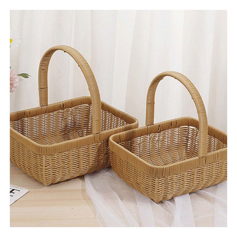 GENERICO - Pack5 Cesta Funcional y Rustica en Forma Cuadrada Marron