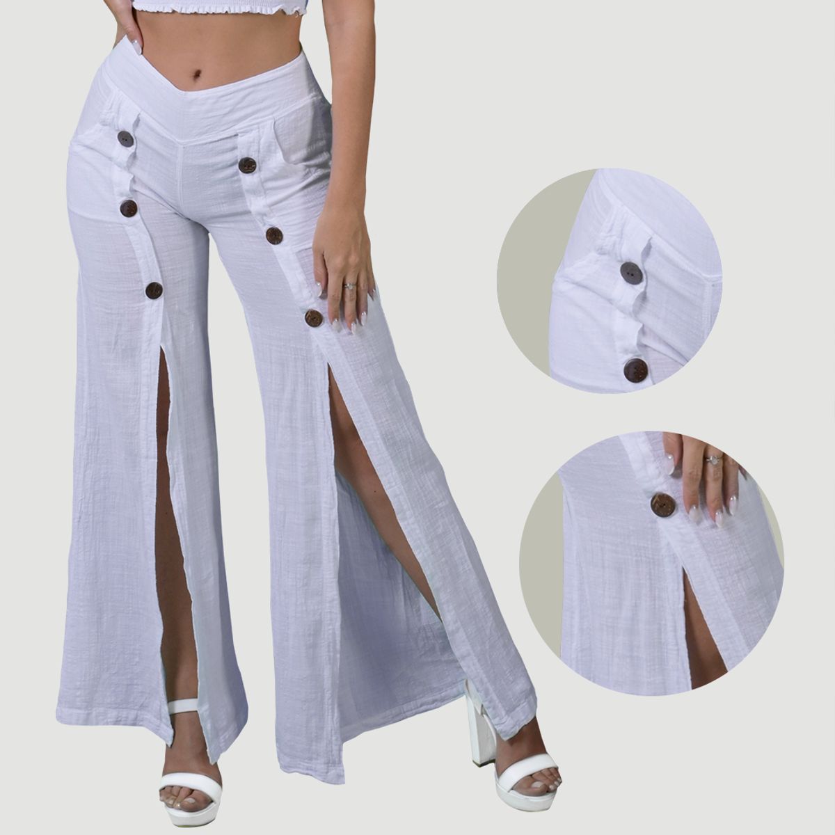 FORBER - Pantalón Blanco Largo Mujer