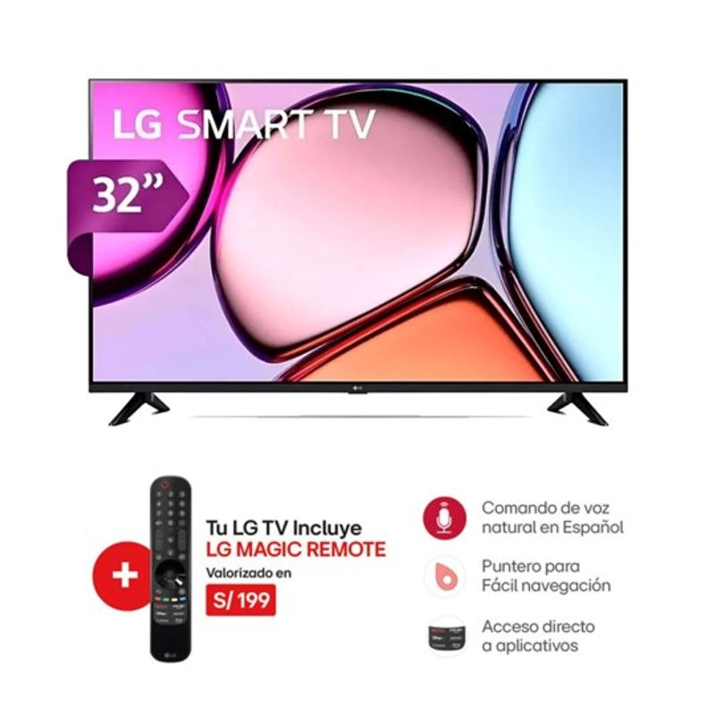 LG - Televisor LED LG 32 HD HDR 10 Smart TV 32LQ600BPSA webOS con Magic Remote