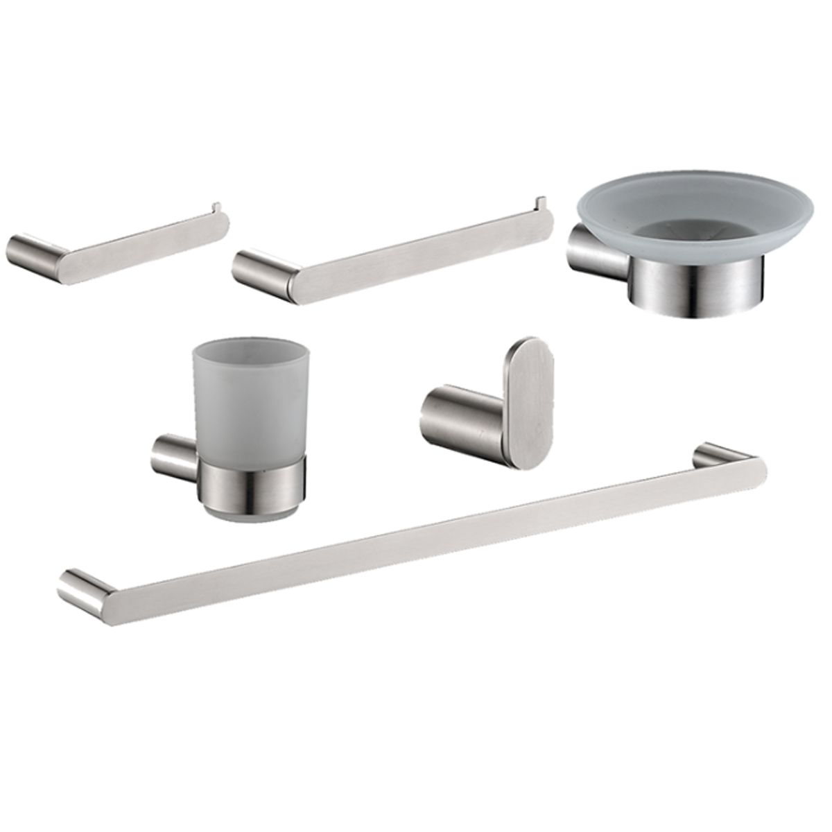 XM - SETS DE BAÑO DE 6 PIEZAS SATINADO OVALADO 73300S