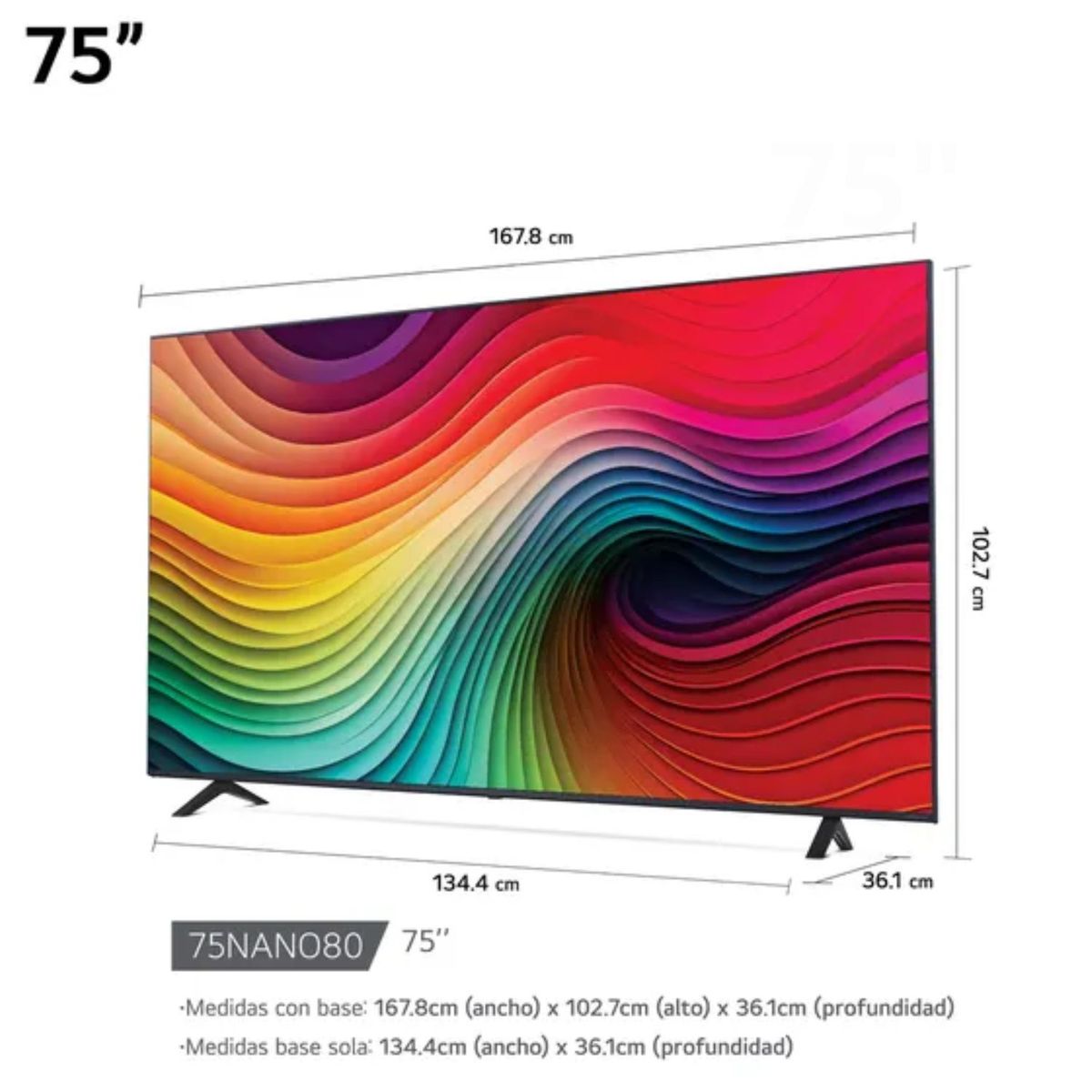 LG - TELEVISOR  LG NANOCELL 75" UHD 4K SMART TV CON THINQ AI 75NANO80TSA