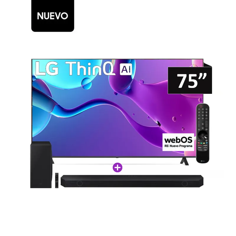 LG - Televisor LG 75 Smart TV UHD 4K 75UT8050PSB + Soundbar HW-Q800D