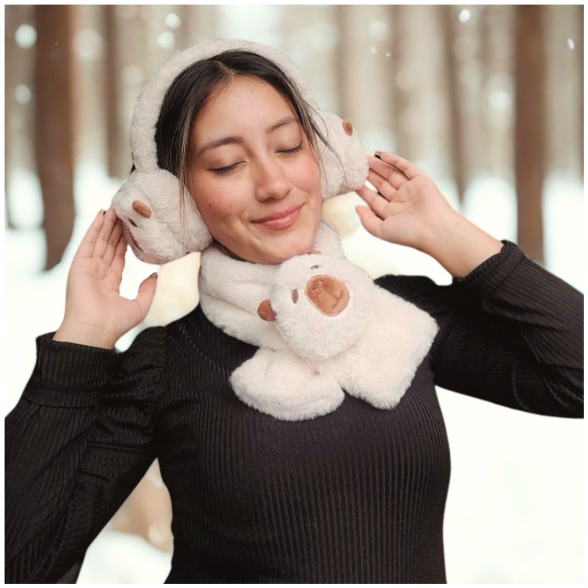 INSPIRA - Set bufanda y orejera Capibara felpa