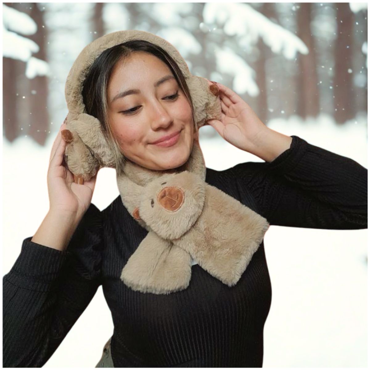 INSPIRA - Set bufanda y orejera Capibara felpa