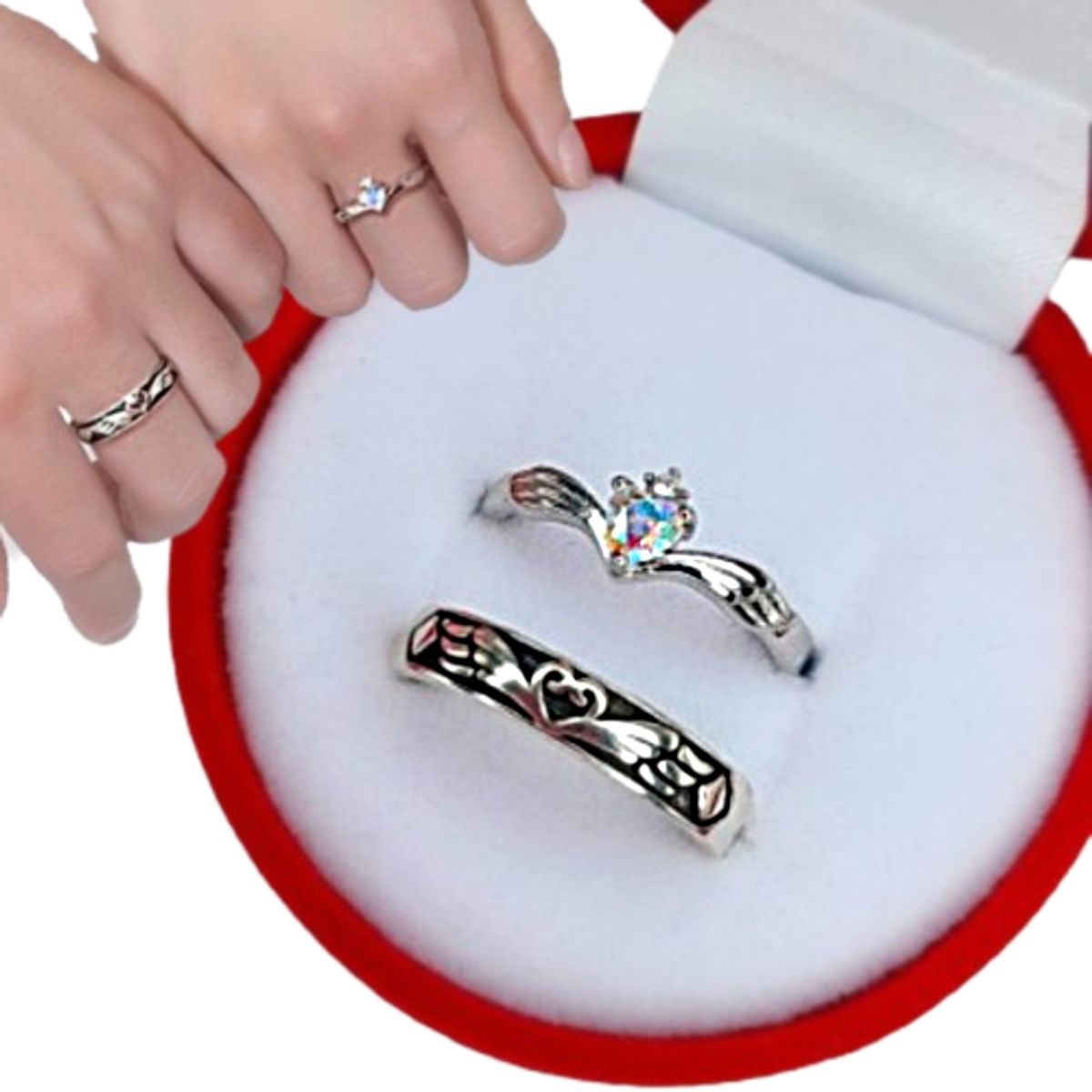 NO LOGO - Anillo De Pareja anillos De Compromiso Estuche Gratis