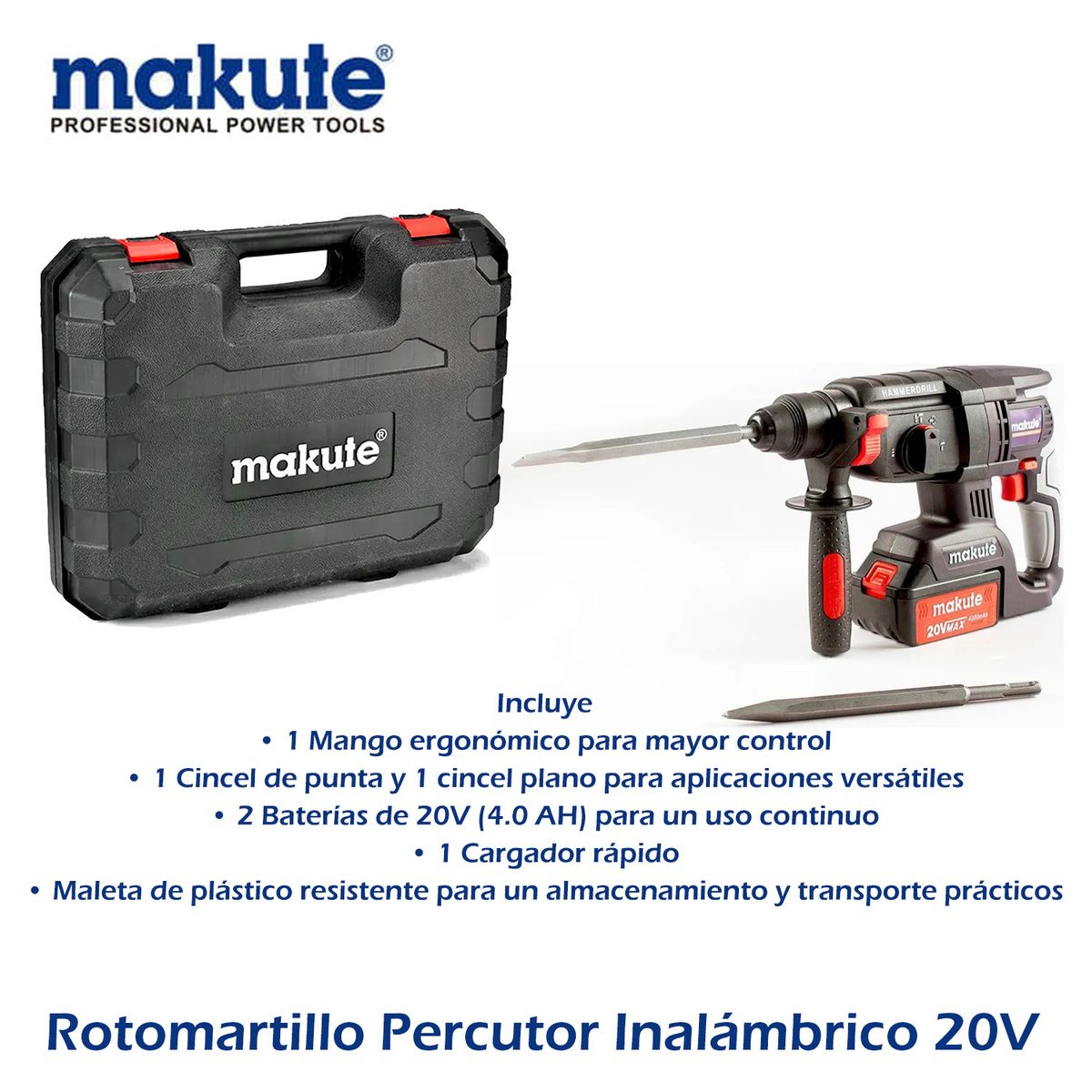 MAKUTE - ROTOMARTILLO INALAMBRICO DE 20 V