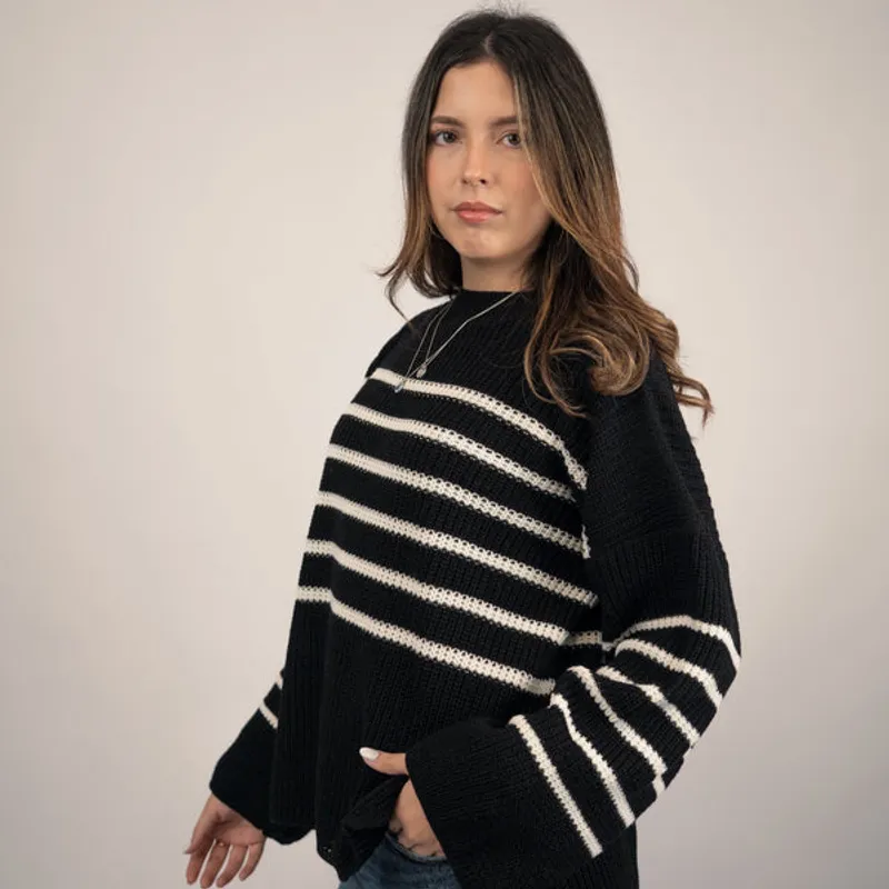 GENERICO - CHOMPA RAYAS OVERSIZE INVIERNO DE MUJER