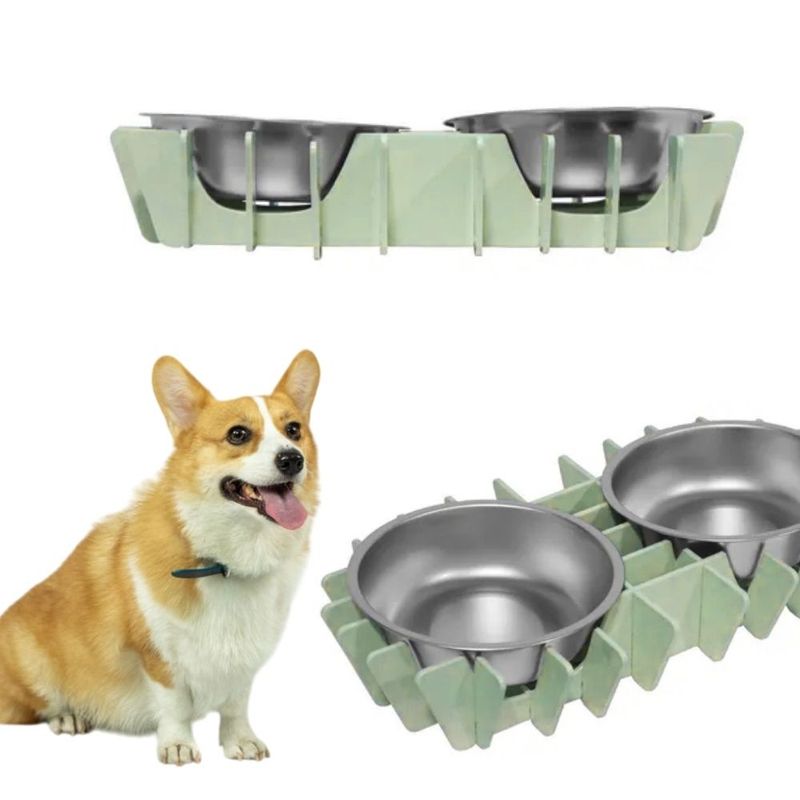 GENERICO - Plato Doble Armable Para Mascota Verde