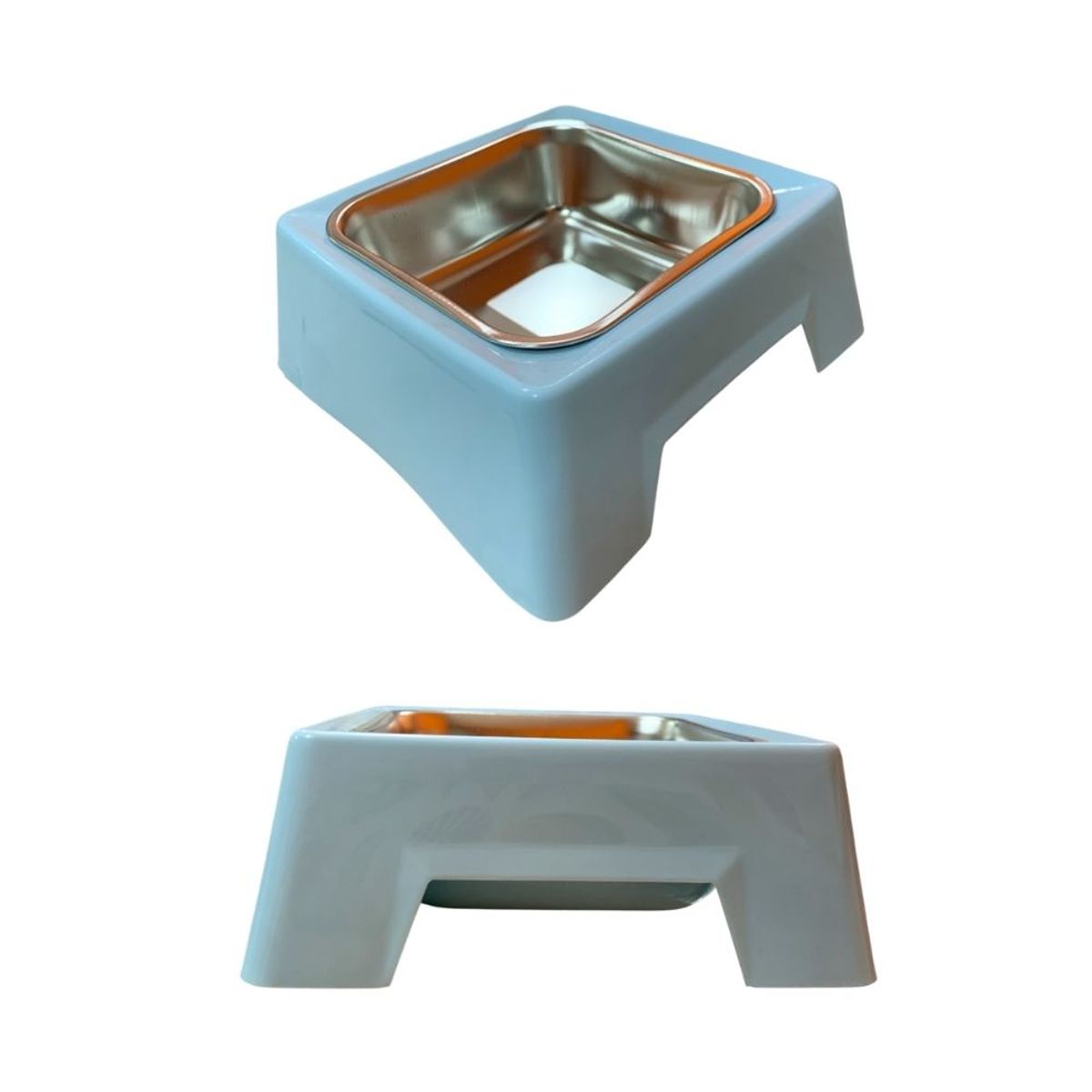 GENERICO - Plato Cuadrado 15 Cm Con Plato De Metal Celeste