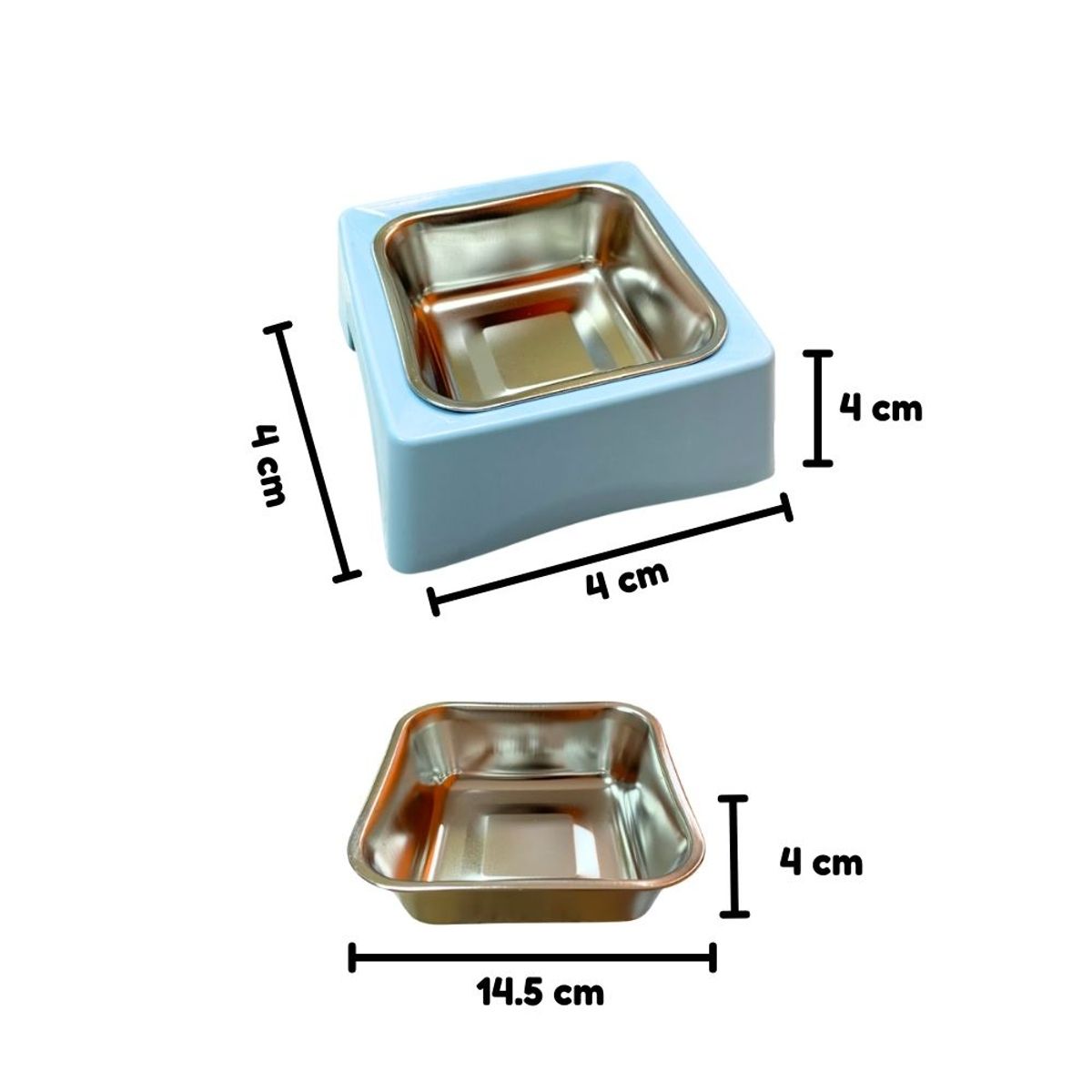 GENERICO - Plato Cuadrado 15 Cm Con Plato De Metal Celeste