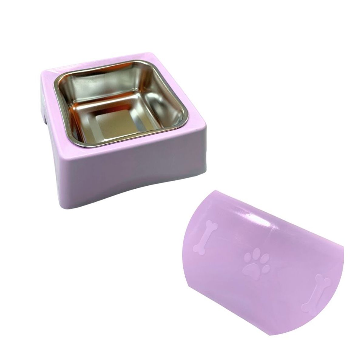 GENERICO - Plato Cuadrado 15 Cm Con Plato De Metal Rosado