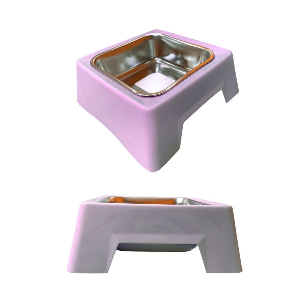 GENERICO - Plato Cuadrado 15 Cm Con Plato De Metal Rosado