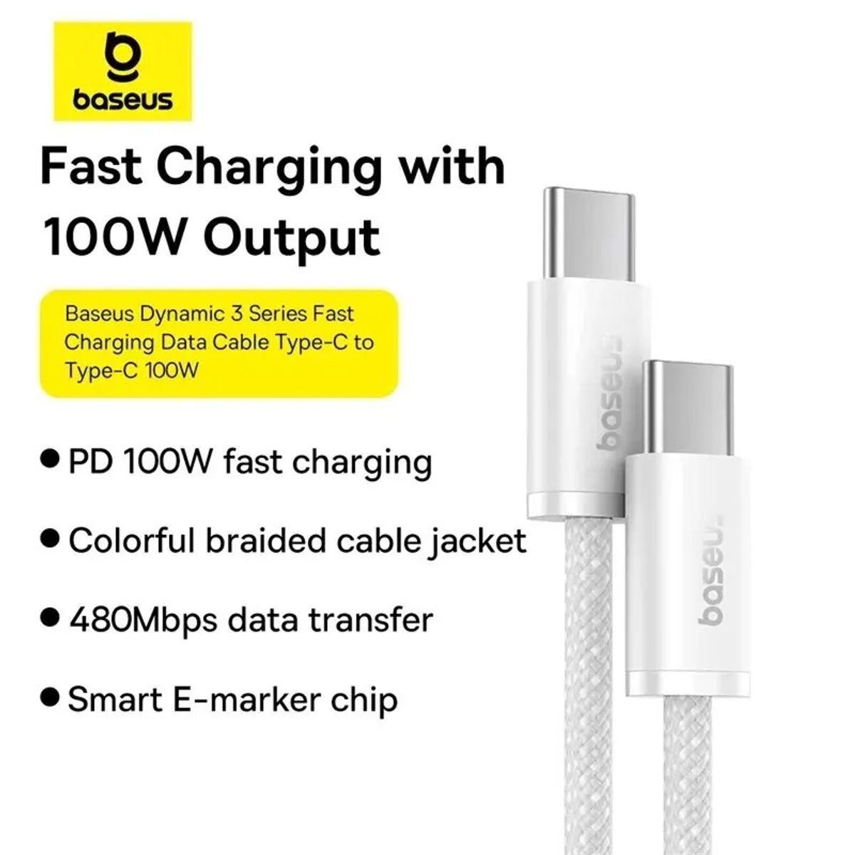 BASEUS - Cable Baseus 100W Tipo C a USB C  Carga rápida - Celeste