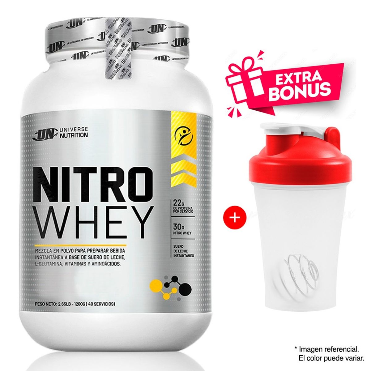 UNIVERSE NUTRITION - NITRO WHEY 1.1 KG VAINILLA MÁS SHAKER