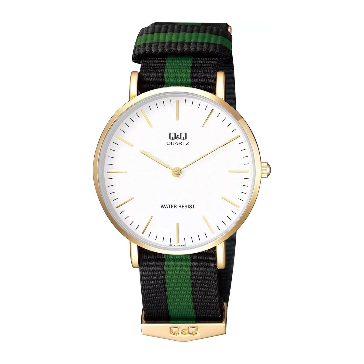 Q&Q - Reloj Q&Q Para Hombre De Malla Textil Resistente Al Agua Verde y Negro