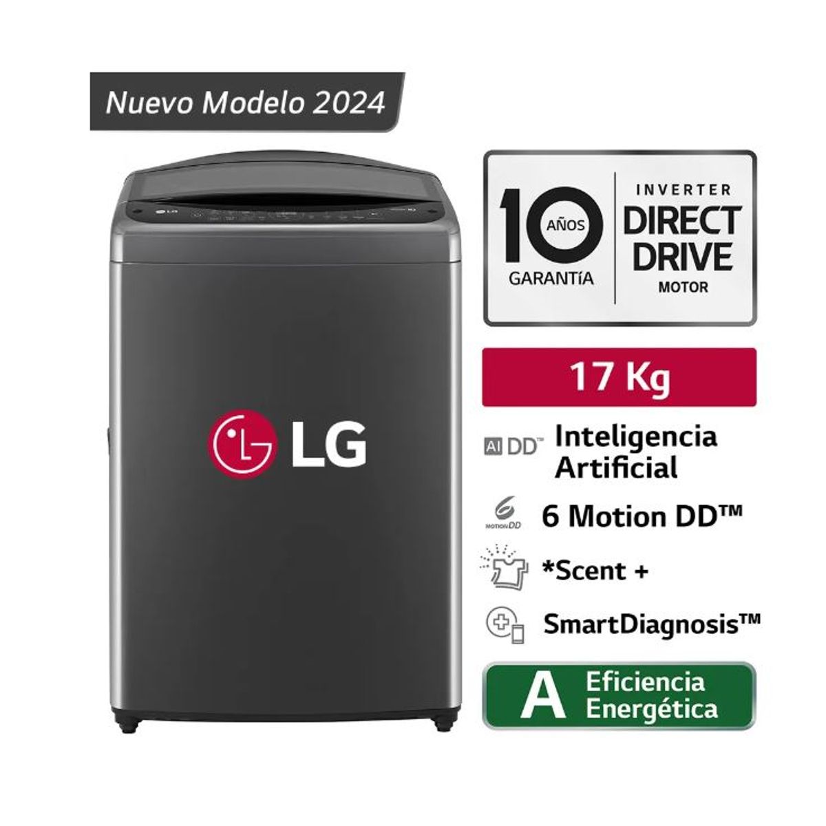 LG - Lavadora Automática LG WT17BV6T 17kg Negro Claro