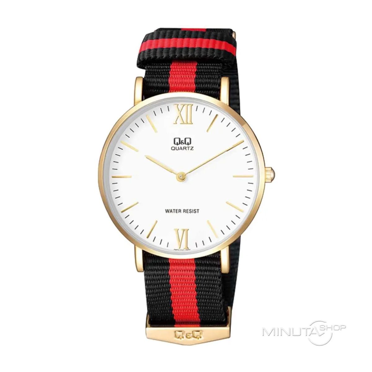 Q&Q - Reloj Q&Q Para Hombre De Malla Textil Resistente Al Agua Rojo y Negro
