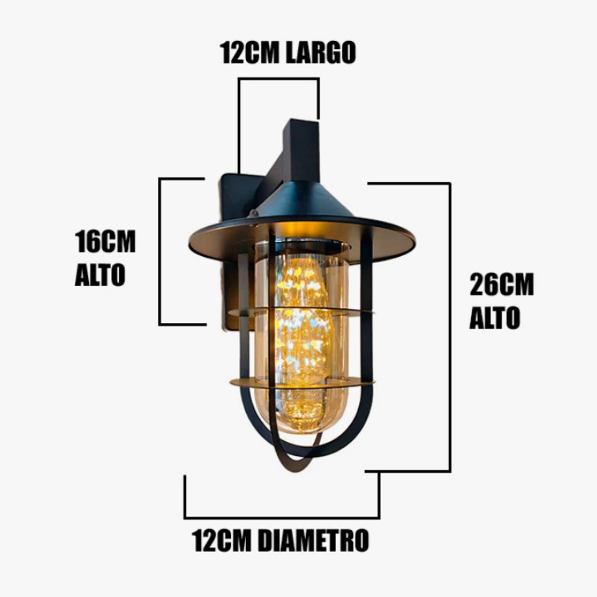 GENERICO - Aplique Lampara de Exterior Led 12W Luz Calida