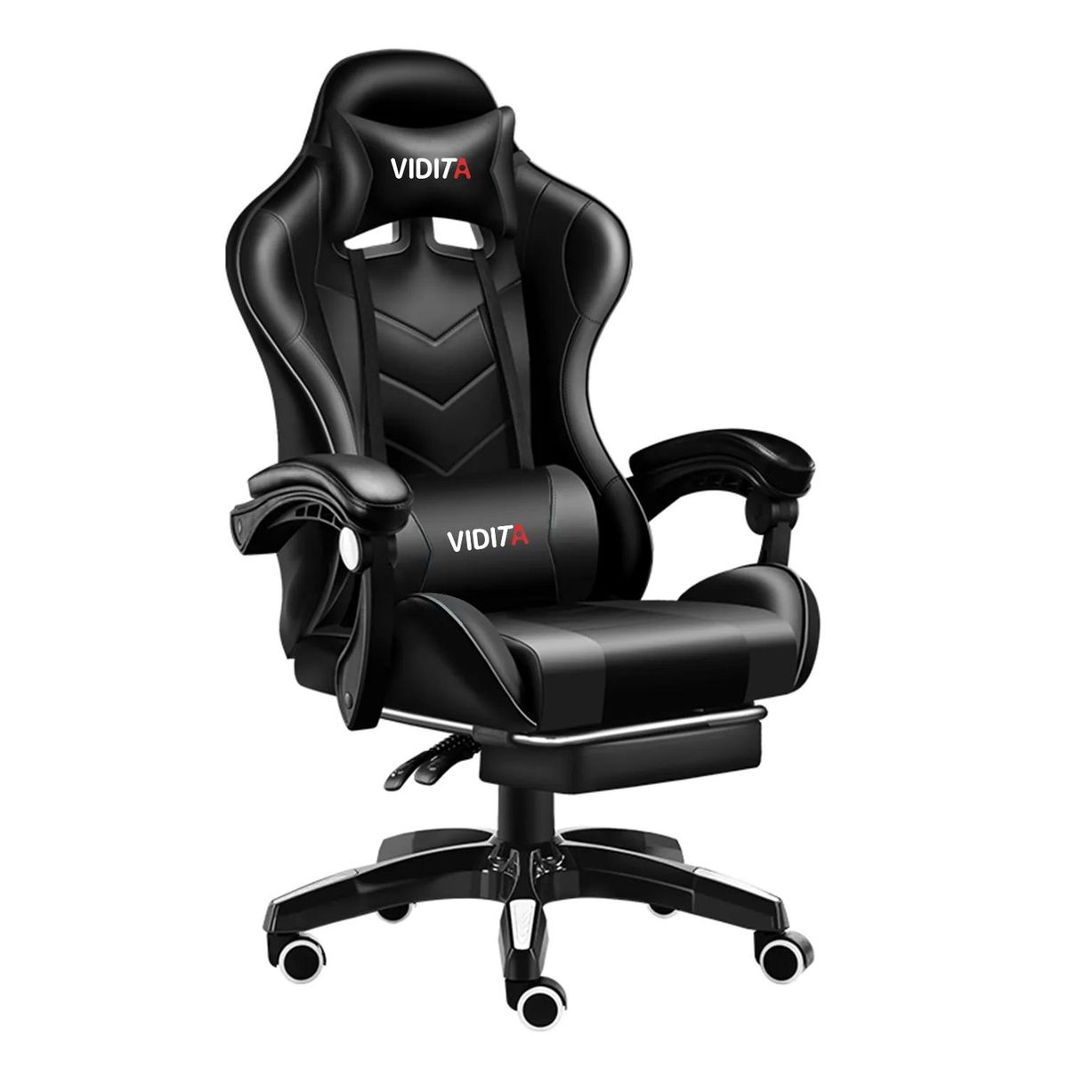 VIDITA - Silla Gamer GX2000 Reclinable Profesional con Reposapiés-Negro