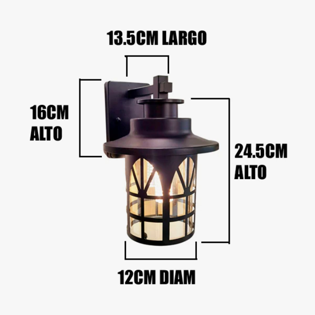 GENERICO - Aplique Lampara de Exterior Led 12W Luz Calida