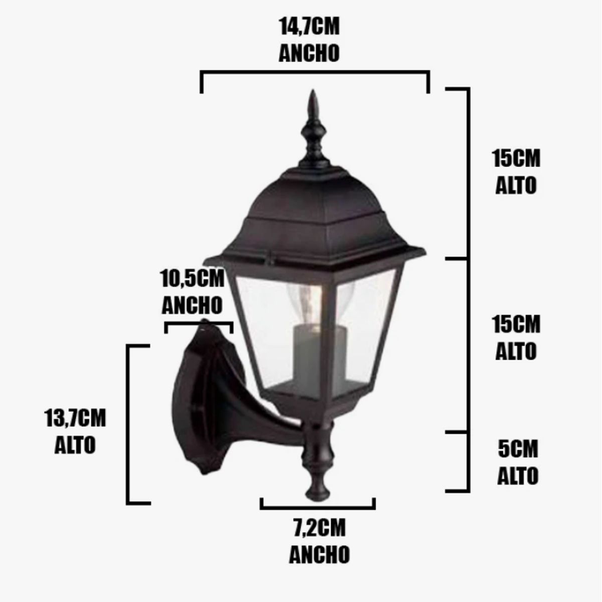 GENERICO - Aplique Lampara de Exterior Led 12W Luz Calida