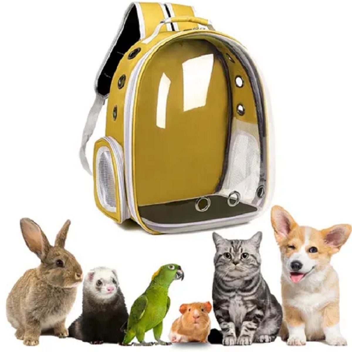 GENERICO - Mochila De Mascota Transparente Para Perros Y Gatos Rojo