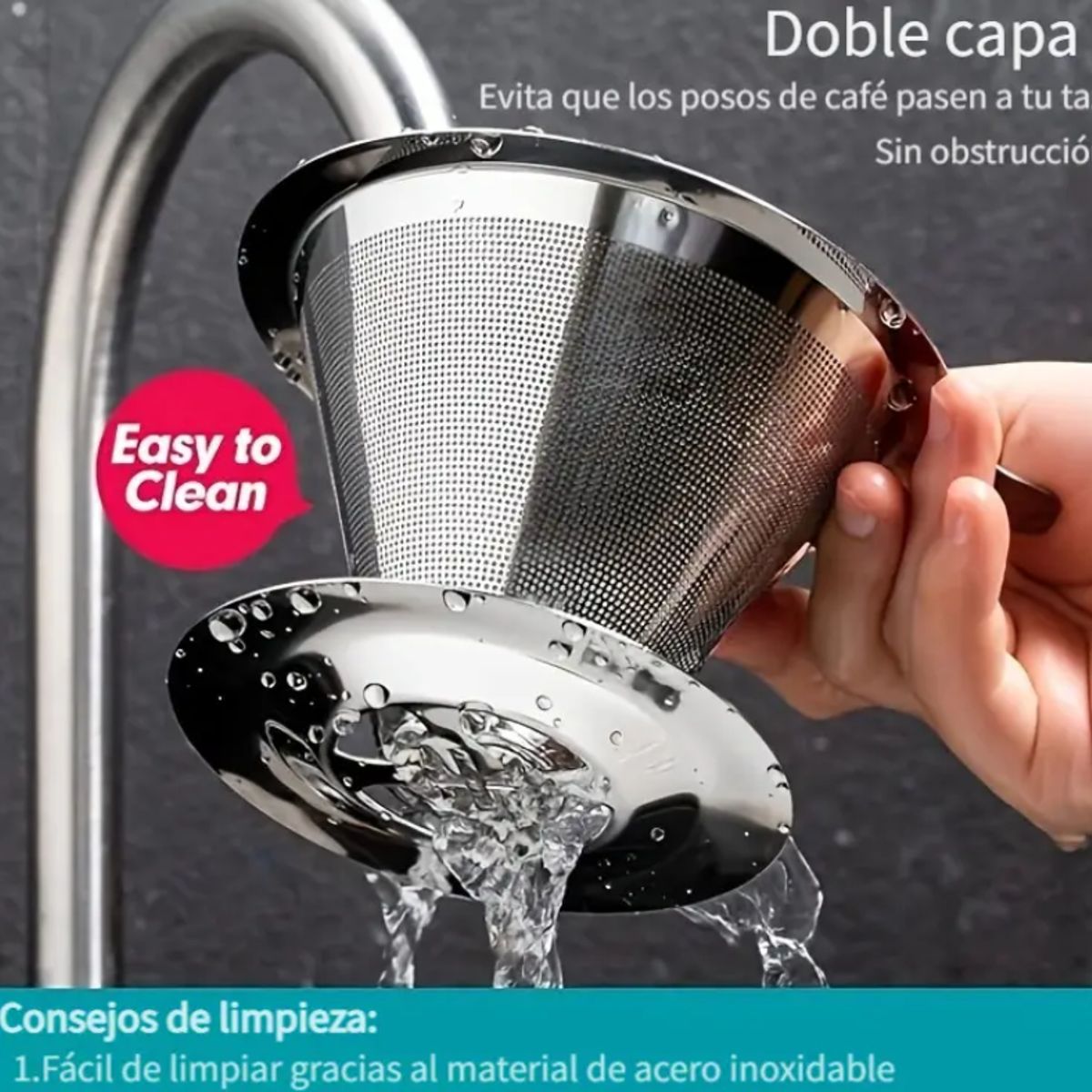 GENERICO - Dripper Filtro de café de acero inoxidable  +  Jarra de café