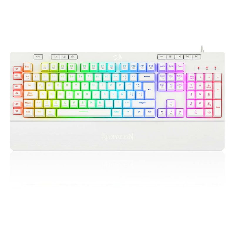 REDRAGON - Teclado Semi Mecánico Gamer Redragon SHIVA K512RGB-SP BLANCO