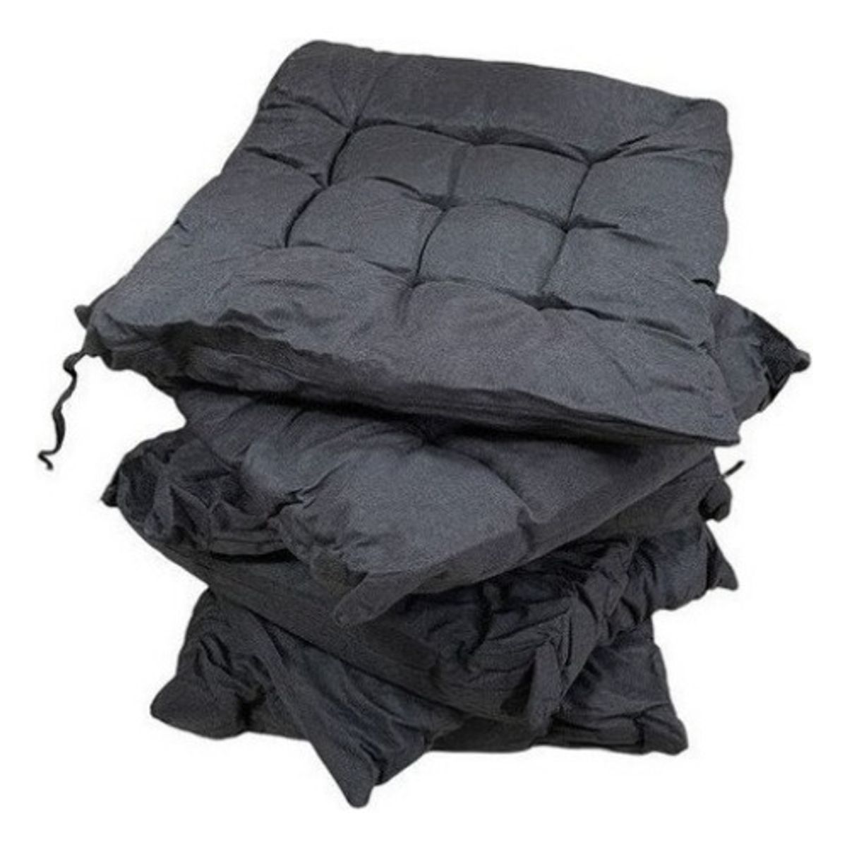 VETECASA - Paquete de 6 cojines de asiento cuadrados cepillados negros