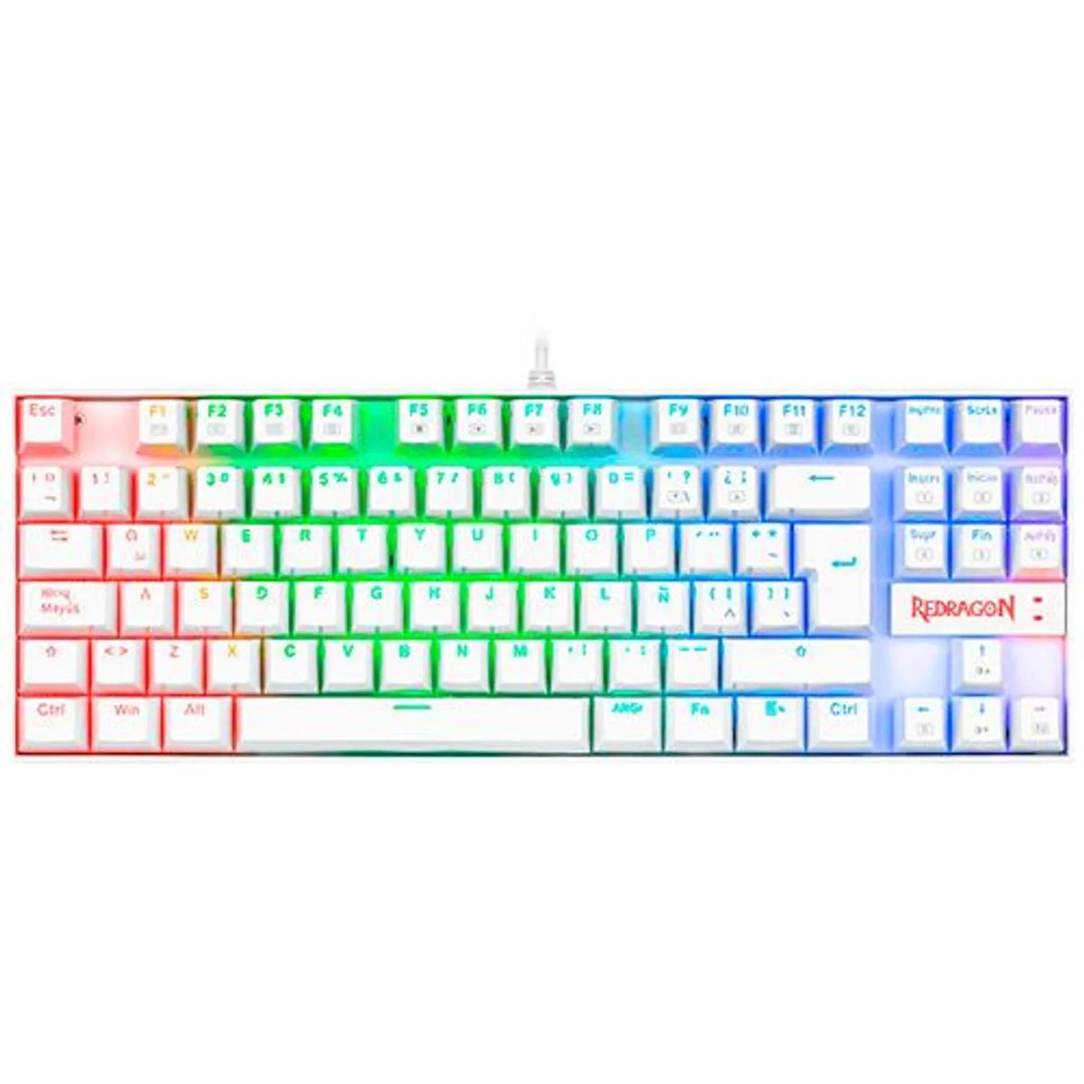 REDRAGON - K552W-RGB Teclado Redragon KUMARA WHITE Red Switch Español