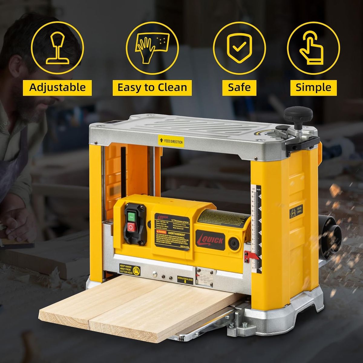 QUICK - Cepillo Cepilladora Banco 2000w Thickness Planer