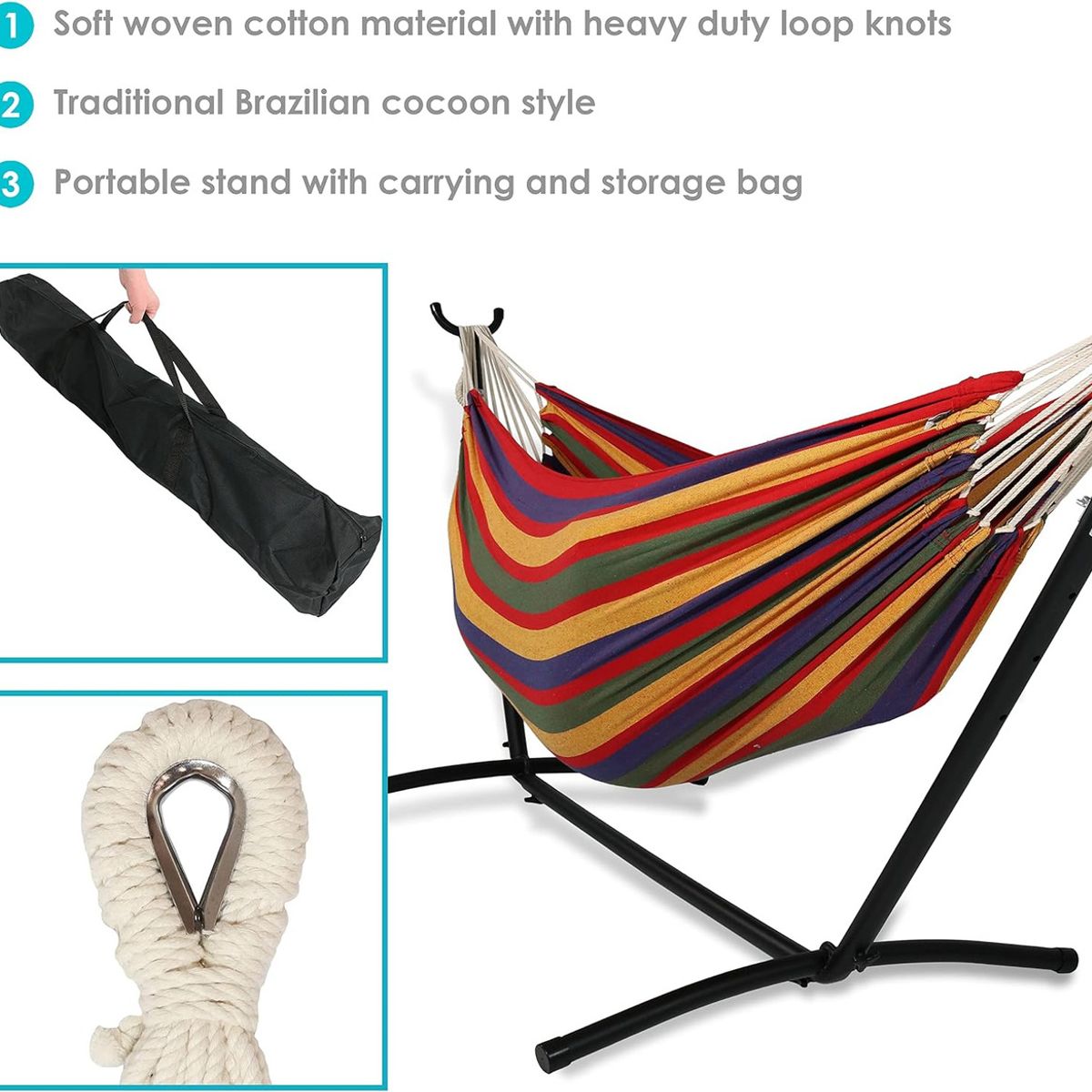 AFVENTURA - Hamaca Doble Con Soporte Y Estuche De Transporte