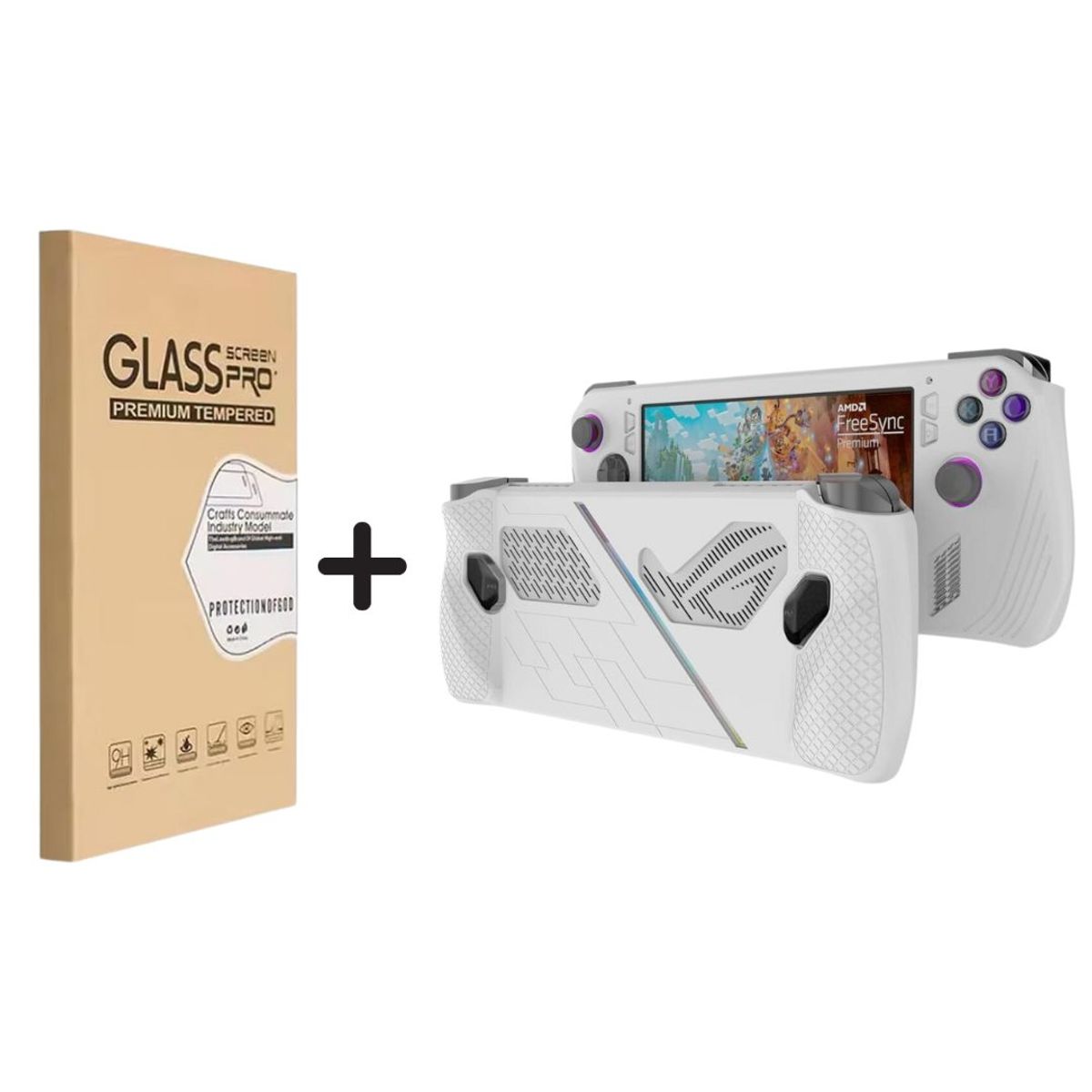 GENERICO - Case Funda Silicona Asus ROG Ally 2023 Color Blanco + Mica Vidrio