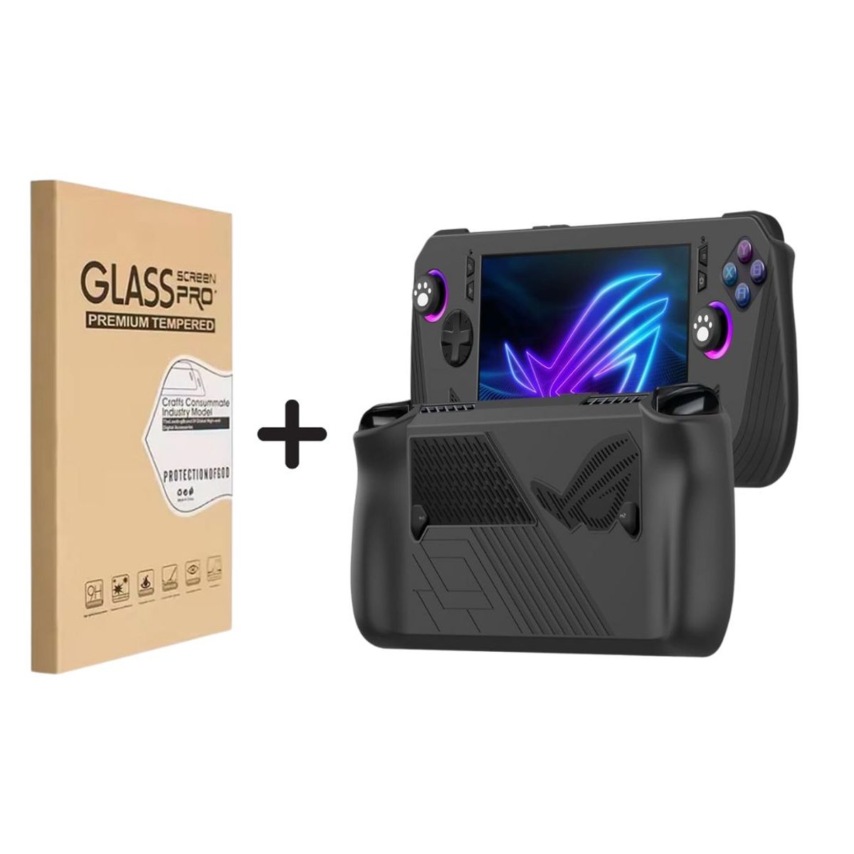 GENERICO - Case Funda Silicona Asus ROG Ally X 2024 Color Negro + Mica Vidrio