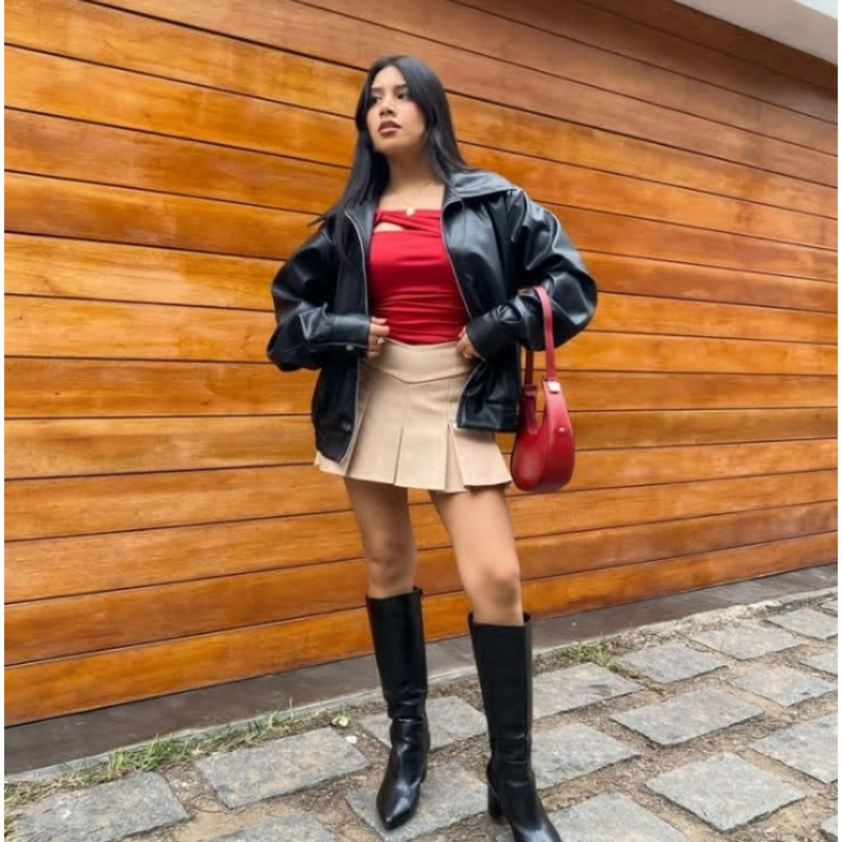 GENERICO - CASACA OVERSIZE CUERINA PARA MUJER