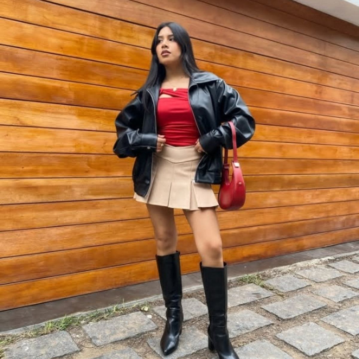 GENERICO - CASACA OVERSIZE CUERINA PARA MUJER